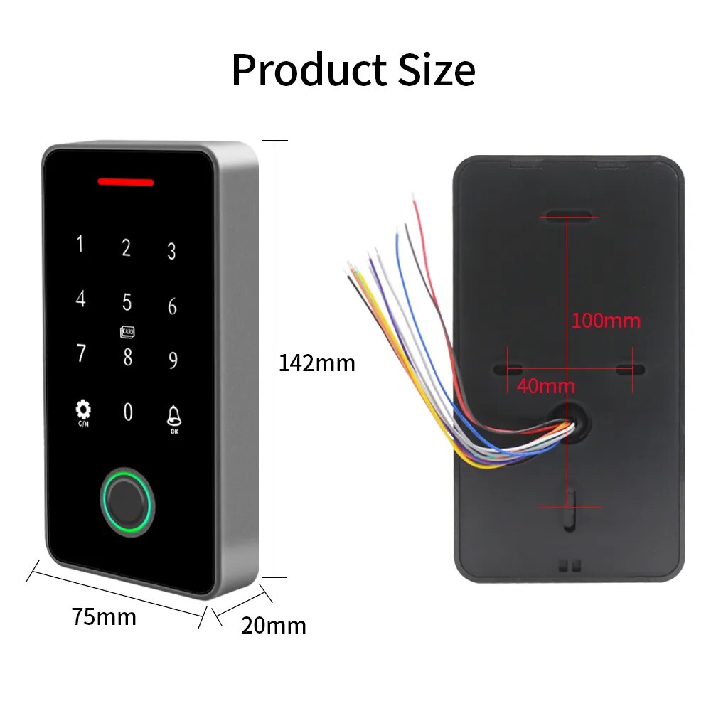 NFC Bluetooth Tuya APP Backlight Touch 13.56Mhz RFID Card Access Control Keypad Door Lock Opener WG Output  IP66 Watreproof