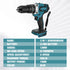 18V Electric Cordless Screwdriver Brushless Impact Wrench 13mm Electric Drill Rechargeable 3 in 1 Power Tools for Makita Battery