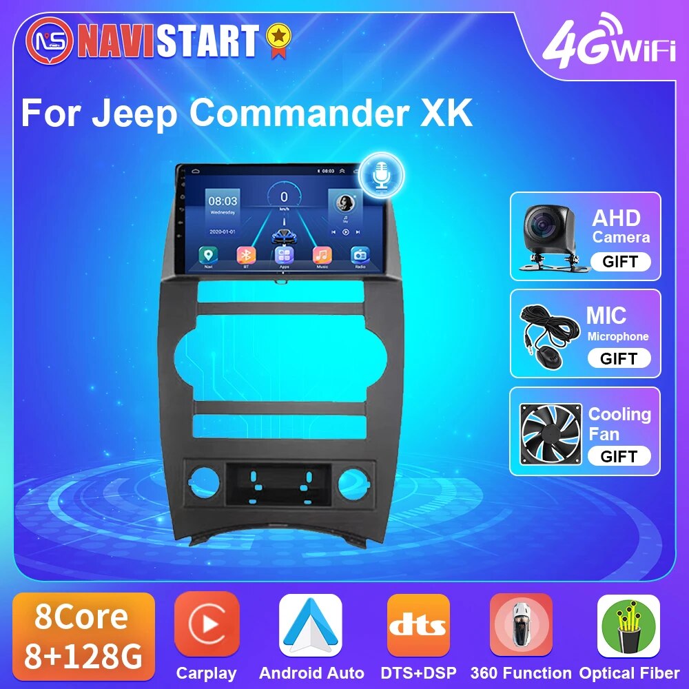 NAVISTAR T5 Android 10 Car Radio For Jeep Commander XK 2007 Car Audio Navigation GPS No 2din 2 din DVD  Multimedia Video Player