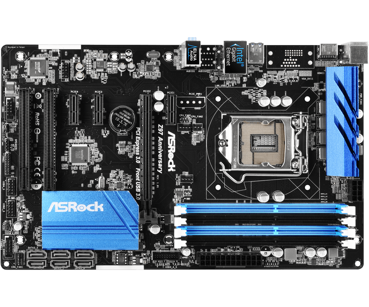 ASRock Z97 Anniversary Motherboard LGA 1150 Intel Z97 4xDDR3 32GB HDMI USB 3.1 ATX Supports 5th Gen Intel Core i7i5i3 cpu