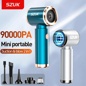 SZUK 90000PA Mini Car Vacuum Cleaner Wireless Powerful Portable Cleaning Machine Handheld for Car Strong Suction Home Appliance