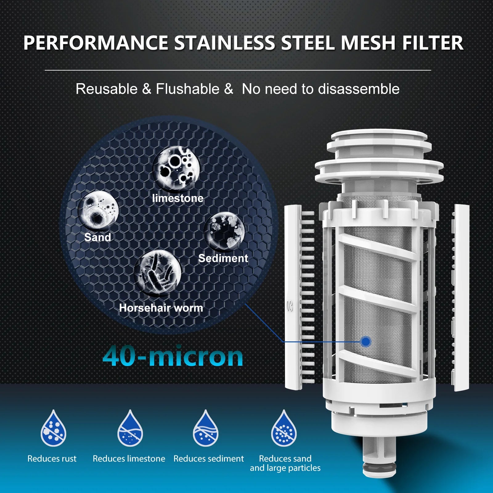 ALTHY Automatic Rotary Backwash Pre filter System Whole House Spin Down Sediment Water Filter Purifier Stainless Steel Mesh