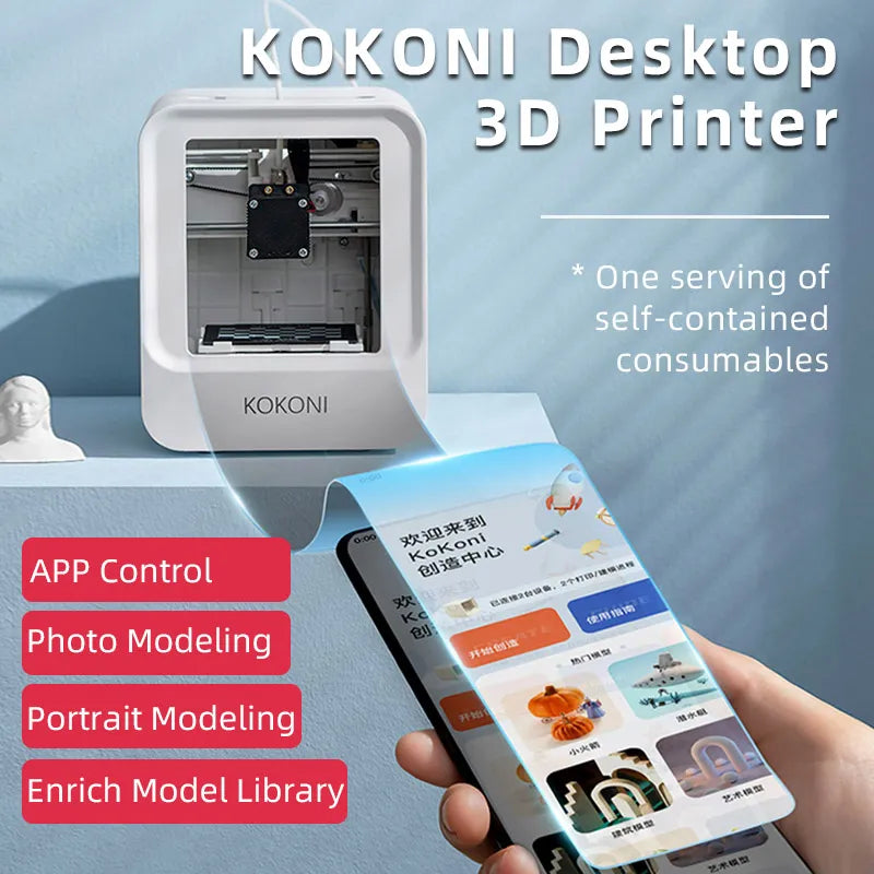 KOKONI Multifunctional Intelligent 3D Printer For Children Students Constructing Size 3.9x3.9x2.3 Inch