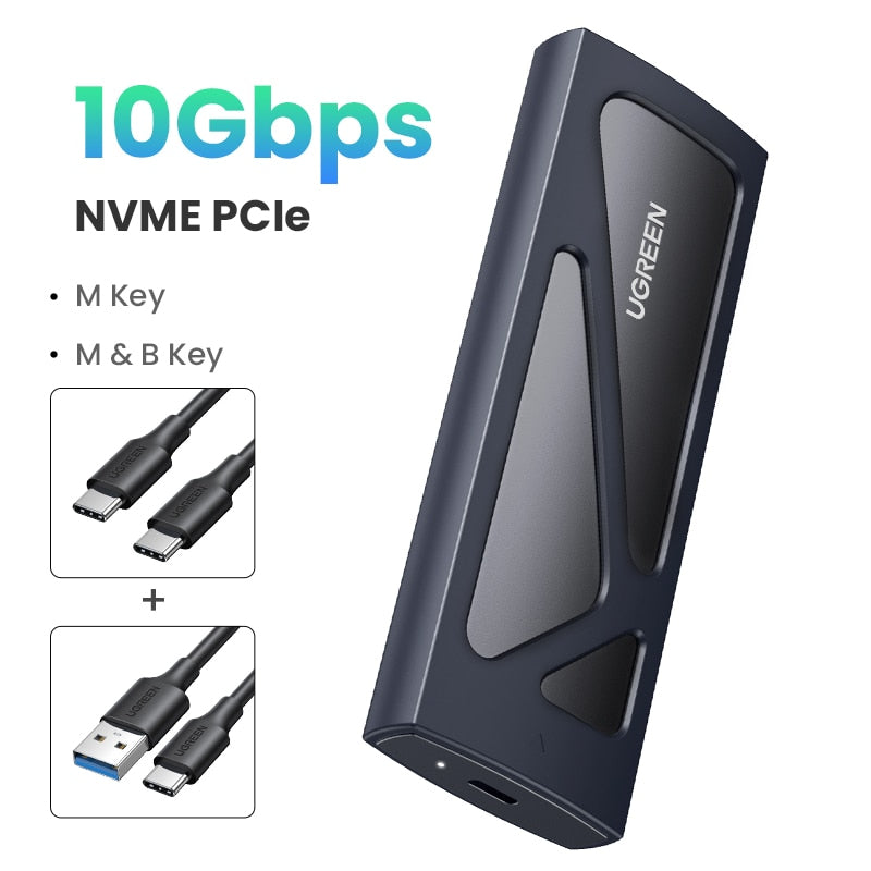 UGREEN M2 SSD Case NVME SATA Dual Protocol M.2 to USB Type C 3.1 SSD Adapter for NVME PCIE NGFF SATA SSD Disk Box M.2 SSD Case