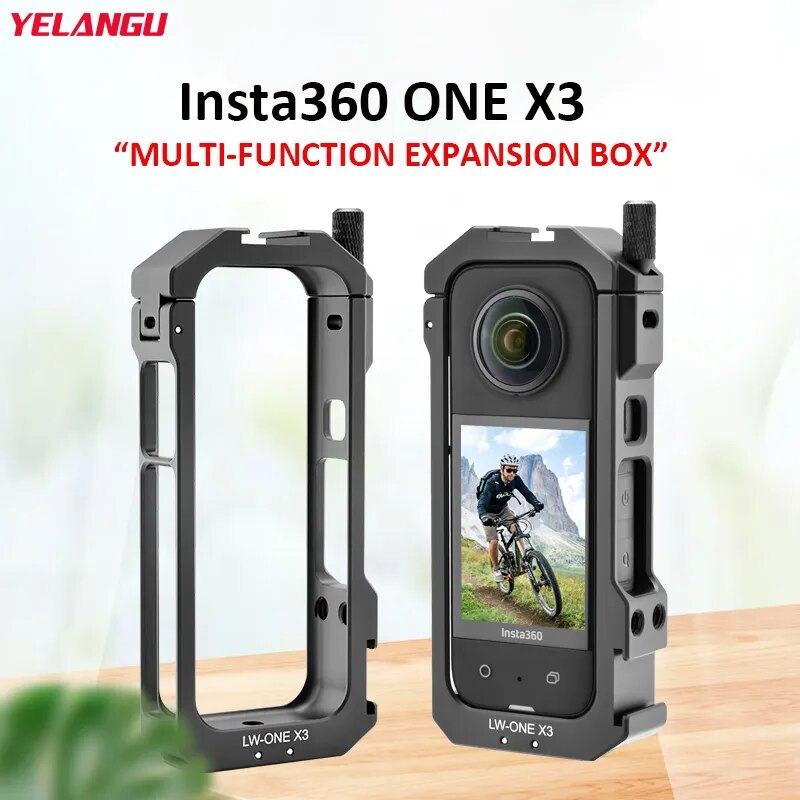 YELANGU Metal Protective Cage Case for Insta360 X3 Frame Rig with Cold Shoe Mount for Insta 360 X3 Action Camera Accessories