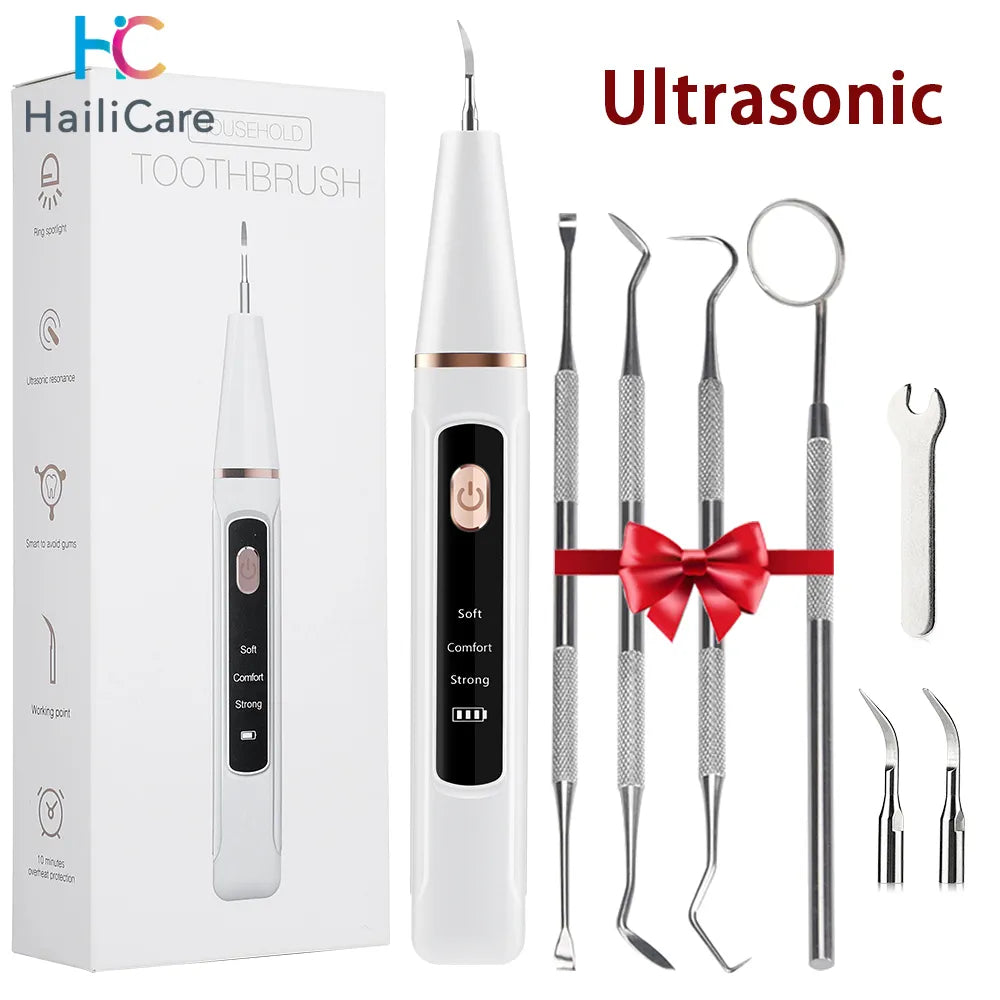 Ultrasonic Dental Scaler Oral Care Tartar Removal Calculus Remover Tooth Stain Cleaner LED Light Tooth Whitening Tools Household