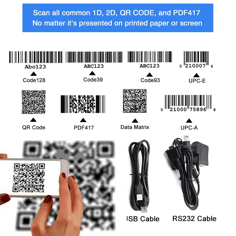 EP3000 2D/QR/1D Barcode Scanner Module with Wiegand/RS485/USB/RS232 Interface Embedded Reader for Kiosk, Access Control, POS
