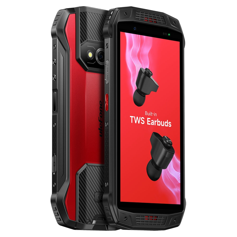 Ulefone Armor 15 Rugged Phone Android 12 Built-in TWS Earbuds Smartphone 6600mAh 128GB NFC 2.4G/5G WLAN Waterproof Mobile Phones