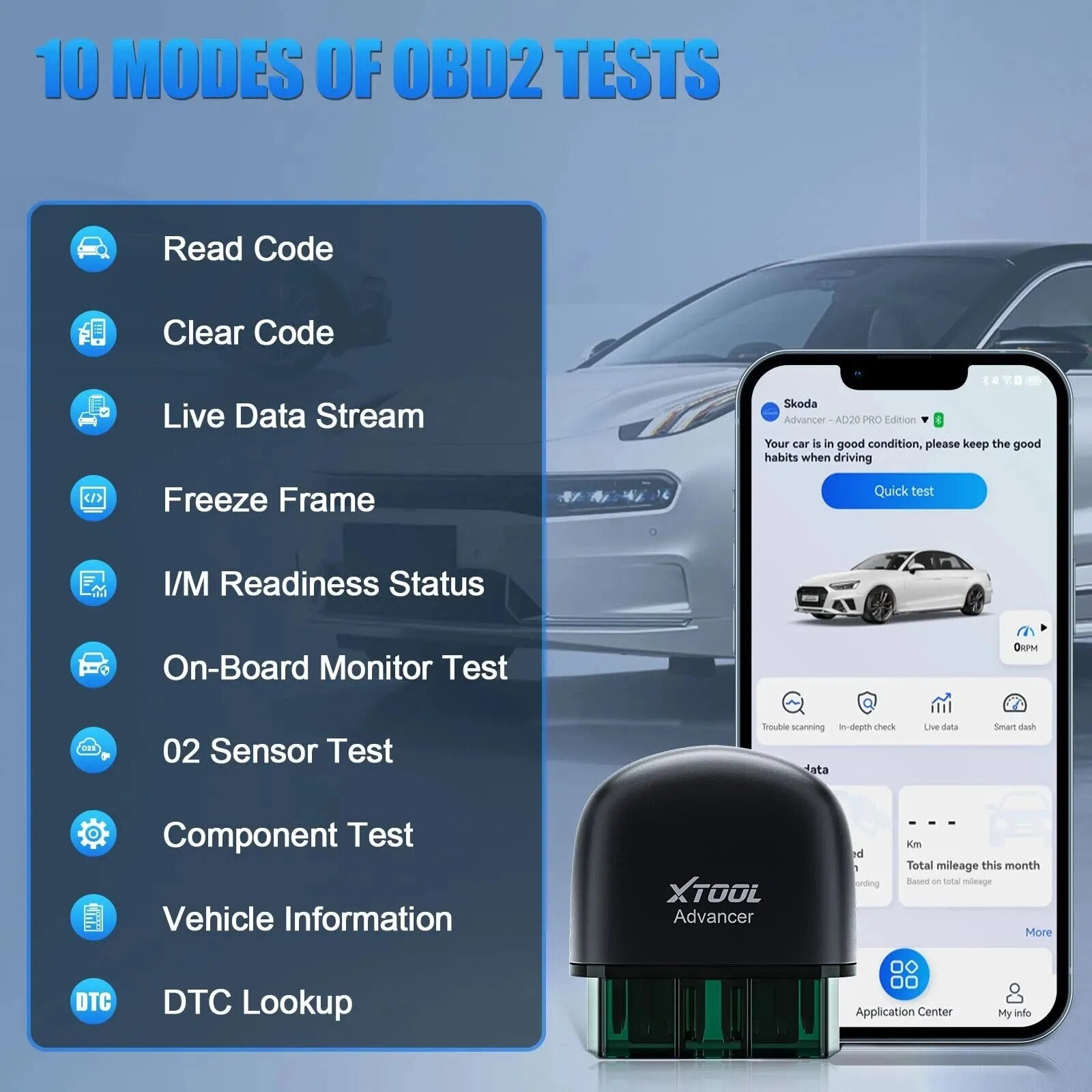 XTOOL AD20 Advancer OBD2 Code Reader Scanner Car Engine Diagnostic Tools Full obd Function Android /IOS Upgrade Of ELM327 AD10