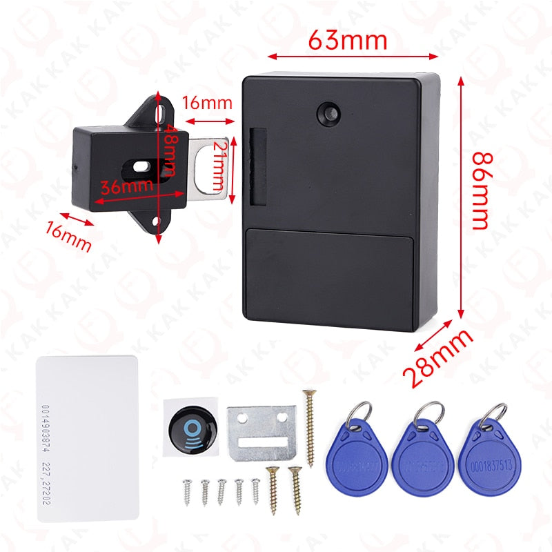 KAK Electronic Lock Locker RFID Cabinet Lock Invisible Sensor Lock Hidden Drawer Locks Keyless Child Safety Lock Door Hardware