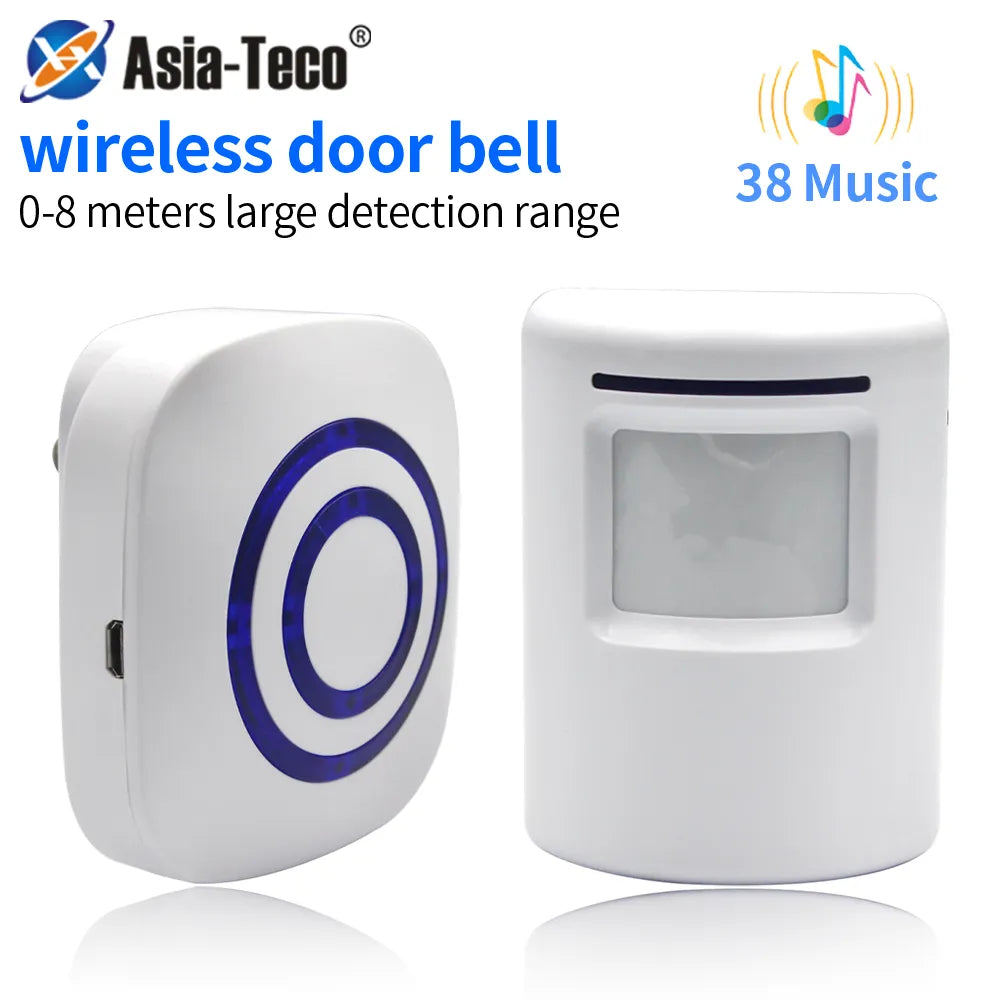 Intelligent Infrared Sensor Motion Detector Automatic Wireless Doorbell Shop Market Home Welcome Door Bell 38 Chime EU US Plug