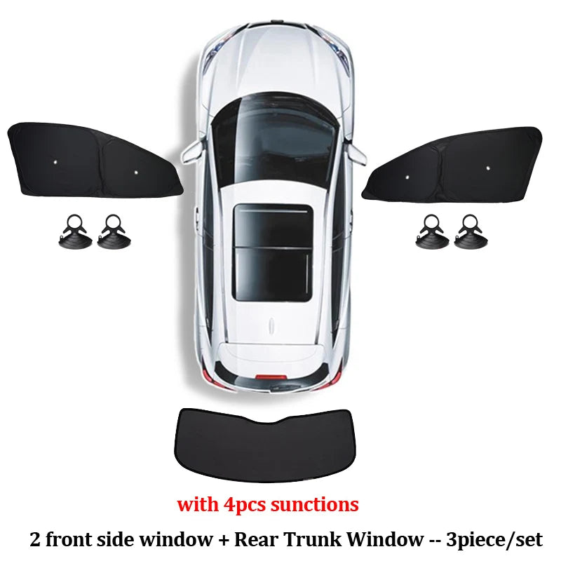 for Tesla Model 3 Y X S Sun Shade 2017-2023 Front Side Window Custom Sunshade Cover with Suction Cup Rear Windshield Accessories