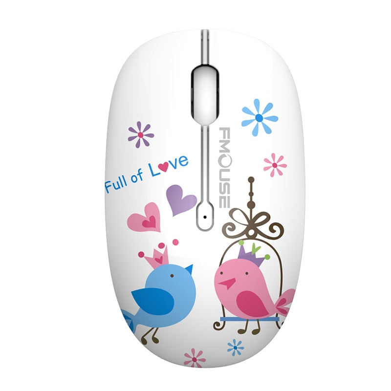 M101 Ergonomics Wireless Mouse 2.4G Cute Optical Cartoon Computer Silent Mice With USB Receiver for Laptop Kid Girl Gift Macbook