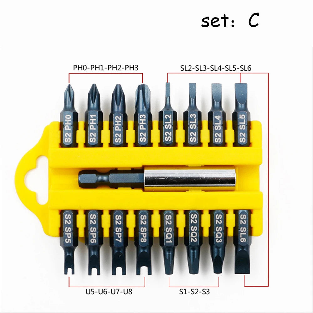 17PCS Electric Screwdriver Bit Set Hex Magnetic Insert Bit Set Torx Flat Head Cross Electric Screwdriver Screws