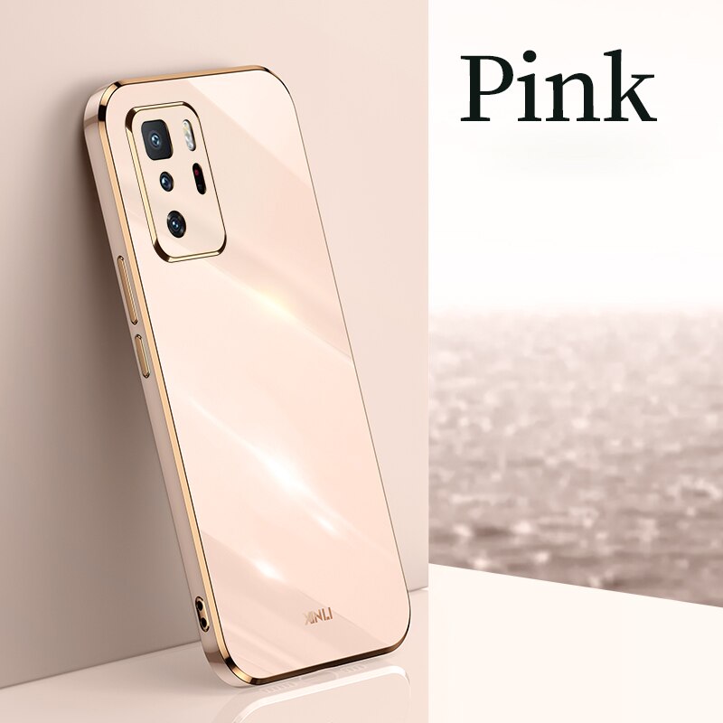 Luxury Plating Square Gold Frame Phone Case On For Xiaomi Mi Poco X3 Gt 5g X3gt Pocox3 electroplate Soft Silicone Back Cover