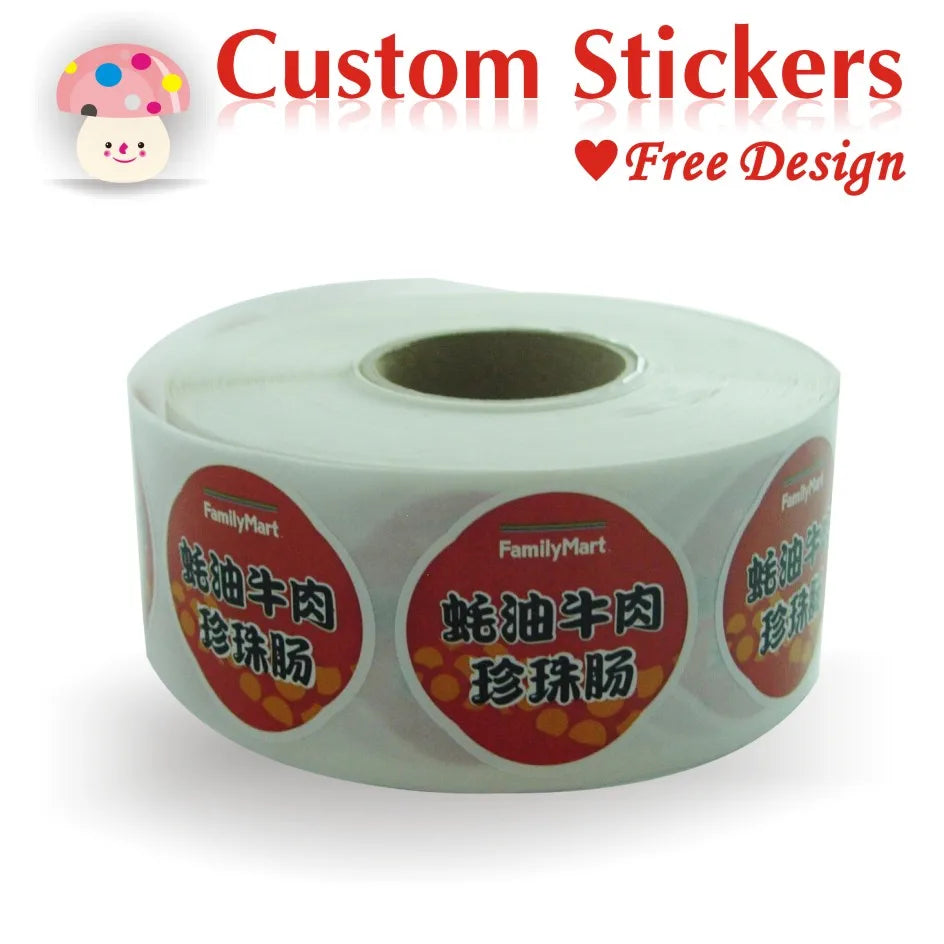 custom sticker printing christmas aesthetic cute travel food seal vinyl name logo paper clear PVC transparent label sticker roll
