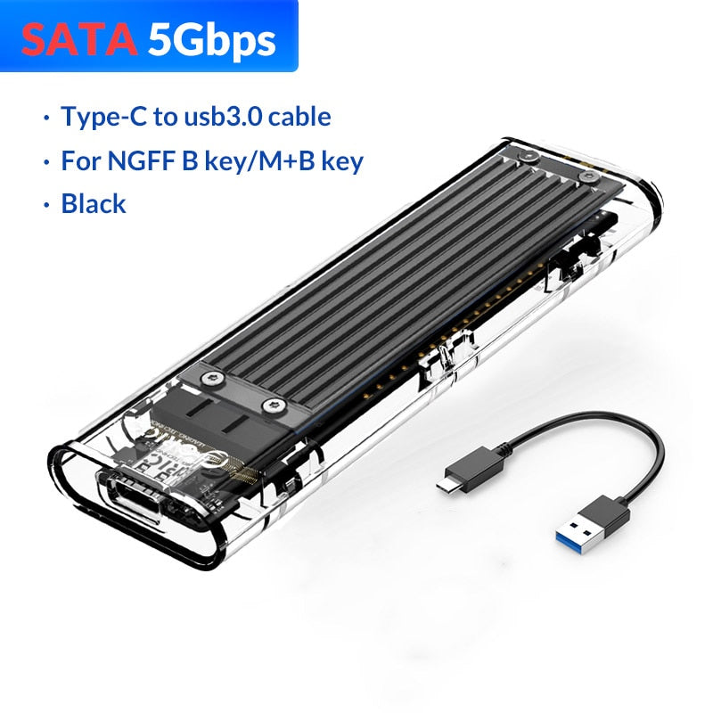 ORICO M2 SSD Case NVME SATA SSD Enclosure Tool Free 10Gbps M.2 to USB Type C Transparent External Adapter Support UASP Trim