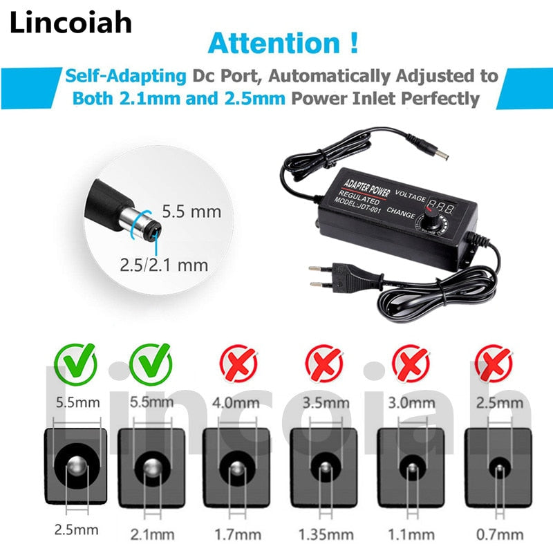 Adjustable AC To DC Power Supply 3V 5V 6V 9V 12V 15V 18V 24V 1A 2A 5A Power Supply Adapter Universal 220V To 12 V Volt Adapter