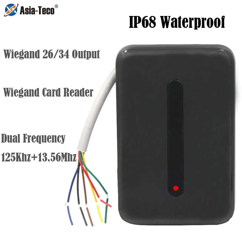 IP68 Waterproof 125KHz+13.56MHz Access Control Card Reader RFID Card Reader For The access control WG26/34 output