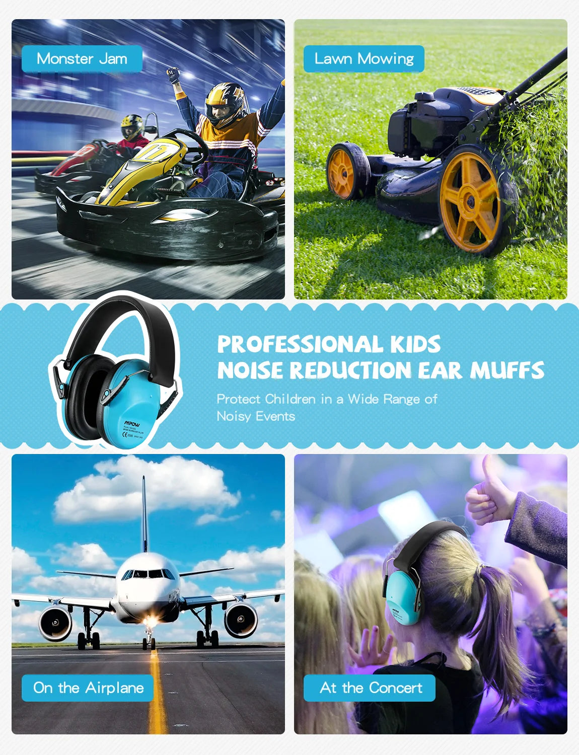 Mpow HM068 Kids Earmuffs Hearing Protection Ear Defenders NRR 25dB Professional Noise Reduction Ear Muffs for Shooting Studying