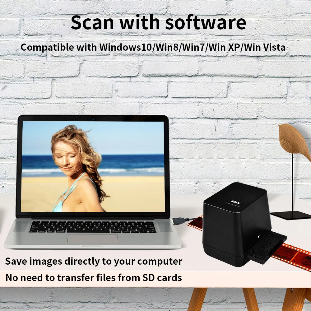 Portable Negative Film Scanners 35mm 135 Slide Film Converter Photo Digital Image 17.9 Mega Pixels Monochrome Slide Film Scanner