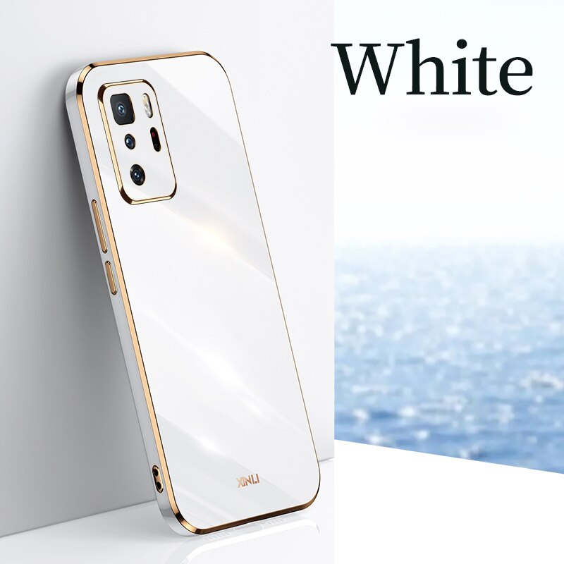 Luxury Plating Square Gold Frame Phone Case On For Xiaomi Mi Poco X3 Gt 5g X3gt Pocox3 electroplate Soft Silicone Back Cover