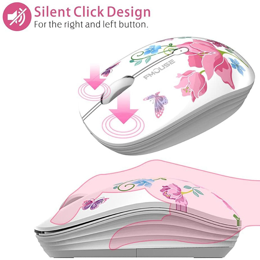 M101 Ergonomics Wireless Mouse 2.4G Cute Optical Cartoon Computer Silent Mice With USB Receiver for Laptop Kid Girl Gift Macbook