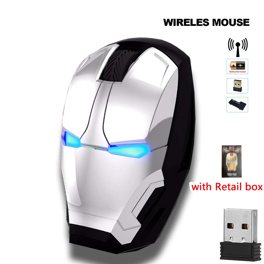 Wireless Mice Iron Man Mouse Mouses Computer Button Silent Click 800/1200/1600/2400DPI Adjustable USB Optical Mice For Computer