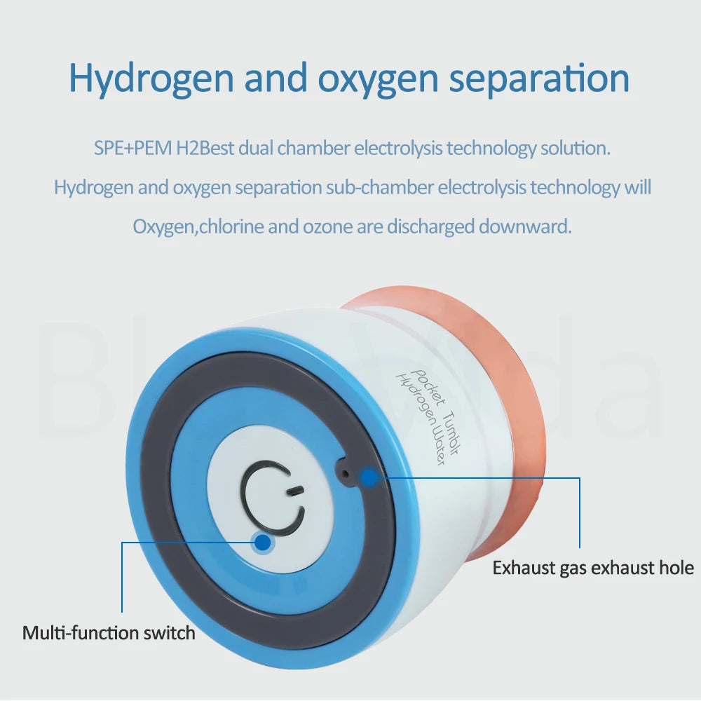 Bluevida Hydrogen Rich Water Generator with DuPont SPE PEM Pocket ORP -600mV Hydrogen Generator Self Cleaning and Easy Travel