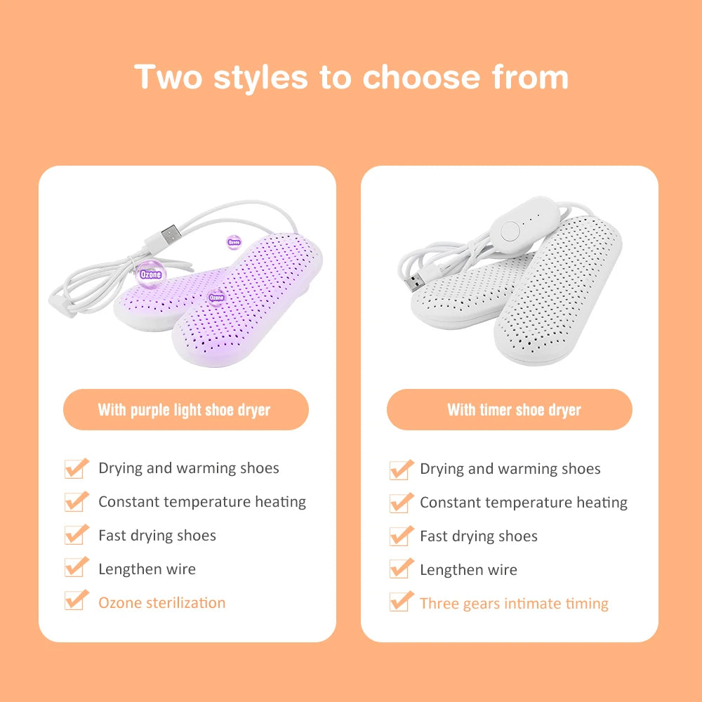 Electric Shoe Dryer Heater with UV Sterilization Light Timer Warmer Slippers Ski Boots Dryer Deodorant for Shoes Clothes Drying