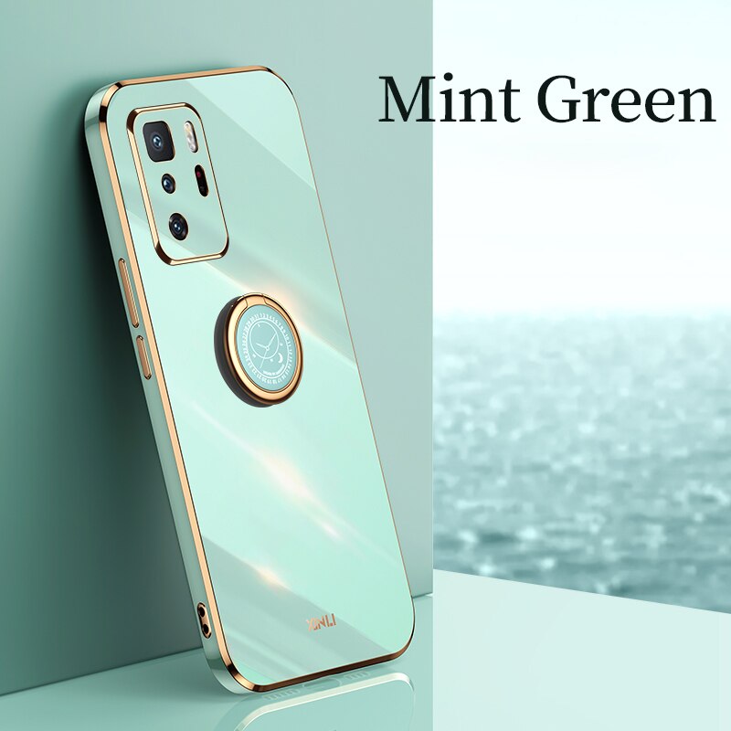 Luxury Plating Square Gold Frame Phone Case On For Xiaomi Mi Poco X3 Gt 5g X3gt Pocox3 electroplate Soft Silicone Back Cover