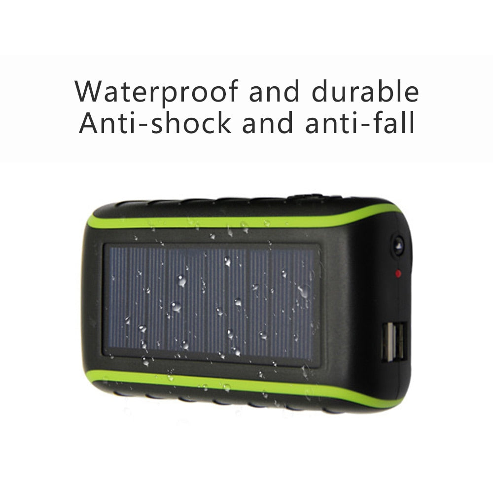 Multifunctional Solar Power Bank 6000/8000mAh Hand Crank Dynamo Powered Double USB Outdoors Solar Portable Charger PoverBank