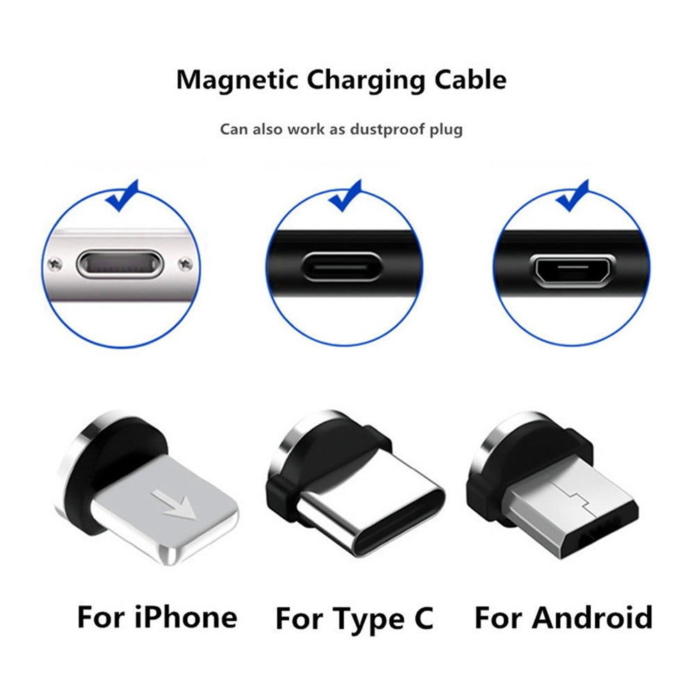 GTWIN 5 Pcs 360 Rotation Magnetic Tips For Mobile Phone Charge Replacement Parts To Use Durable Converter Charging Cable Adapter