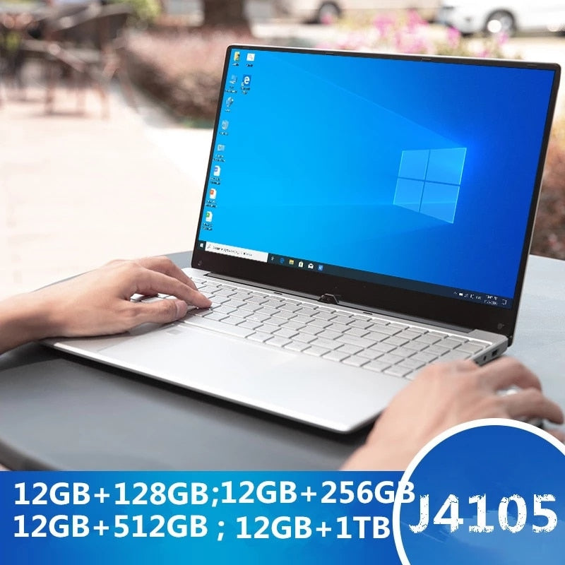 Intel Celeron J4105 15.6 inch Windows 10 Pro 1920*1080 glass panel Laptop DDR4 12GB RAM 128GB/256GB/512GB/1TB HDMI Notebook
