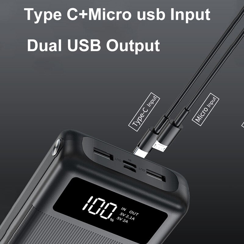Large Capacity 30000mAh Power Bank Quick Charge 2 USB Fast Charging Portable Powerbank for IPhone Samsung Xiaomi Mi Dropshipping