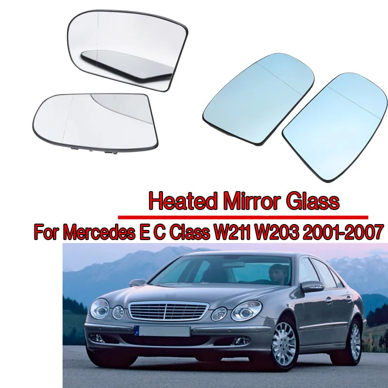 Side Rearview Mirror Glass Heater Anti-fog Defrosting Door Wing Mirror Sheet For Mercedes-Benz E,C-Class W211 W203 01-07