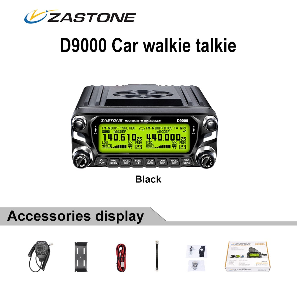 Zastone D9000 Car walkie talkie  Radio Station 50W UHF/VHF 136-174/400-520MHz Two way radio Ham HF Transceiver