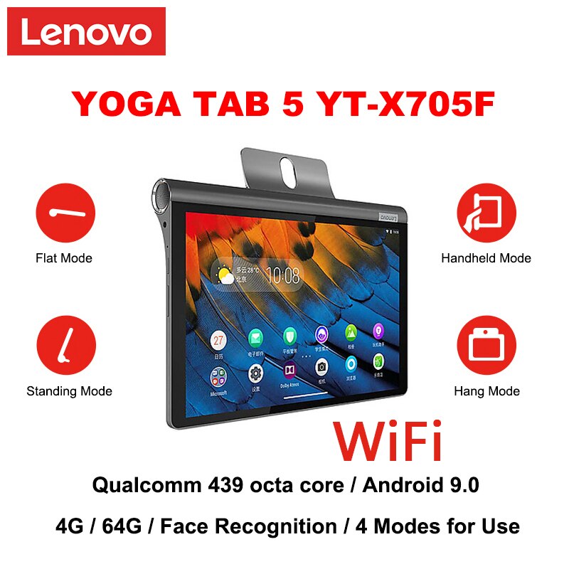 Lenovo YOGA TAB 5 X705F / X705M 10.1 inch Qualcomm 439 Android 9.0 4G RAM 64G RAM face recognition WiFi / LTE version tablet PC