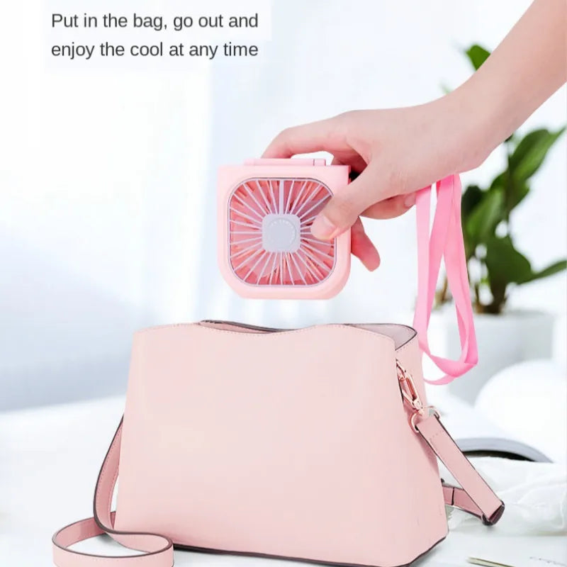 Portable Air Conditioner Hanging Neck Fan With 3000mAh Power Bank Mini Folding USB Handheld  Desk Air Cooler Fan