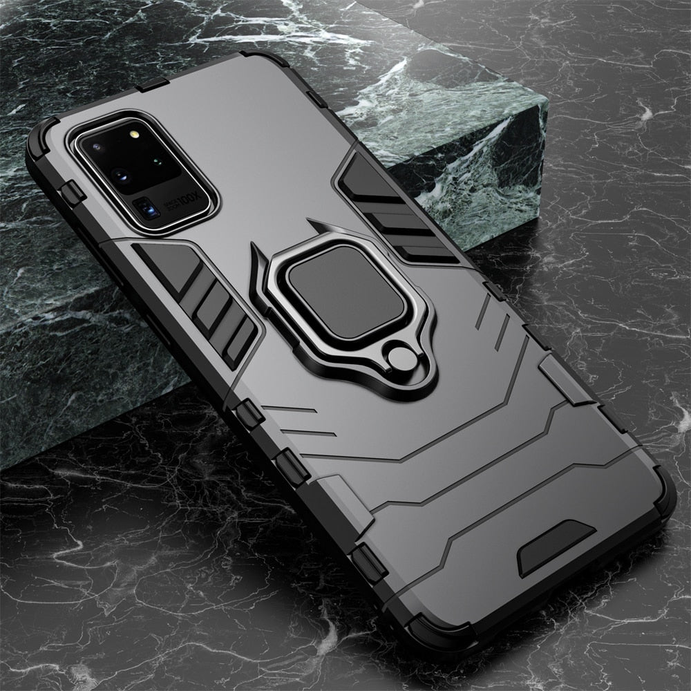 KEYSION Shockproof Armor Case for Samsung Galaxy S20 S20 Plus S20 Ultra Ring Holder Stand Phone Back Cover for Samsung S20+ S20