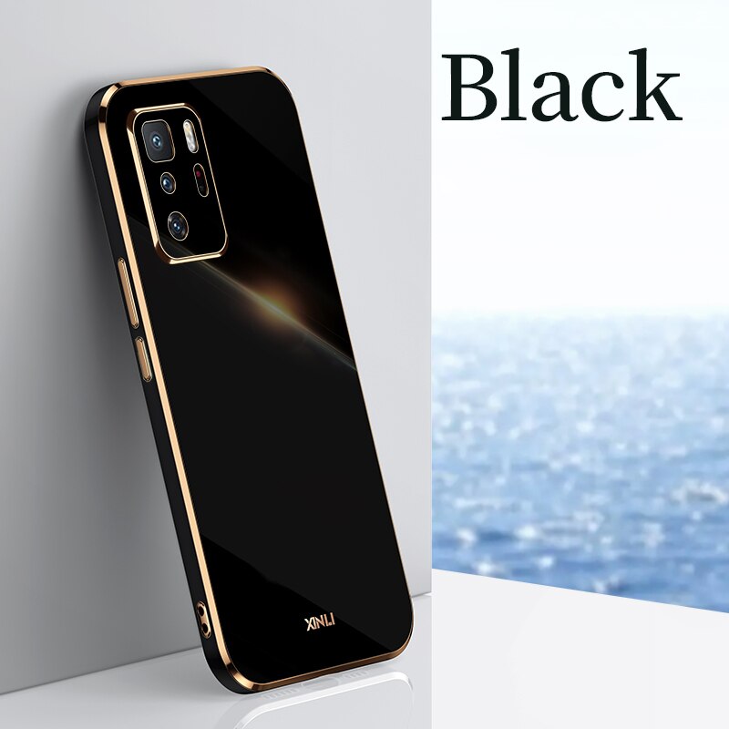 Luxury Plating Square Gold Frame Phone Case On For Xiaomi Mi Poco X3 Gt 5g X3gt Pocox3 electroplate Soft Silicone Back Cover