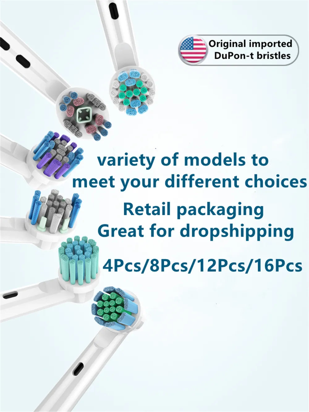 Electric Toothbrush Replacement Brush Heads For Braun Oral B 3D Whitening Toothbrush Heads Nozzles 4/8pcs Brush Head for Oralb