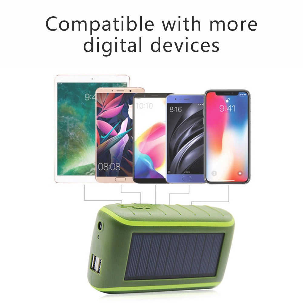 6000/8000mAh Multi-function Solar Power Bank Hand Crank Dynamo Powered Universal Double USB Outdoors Portable Charger PoverBank