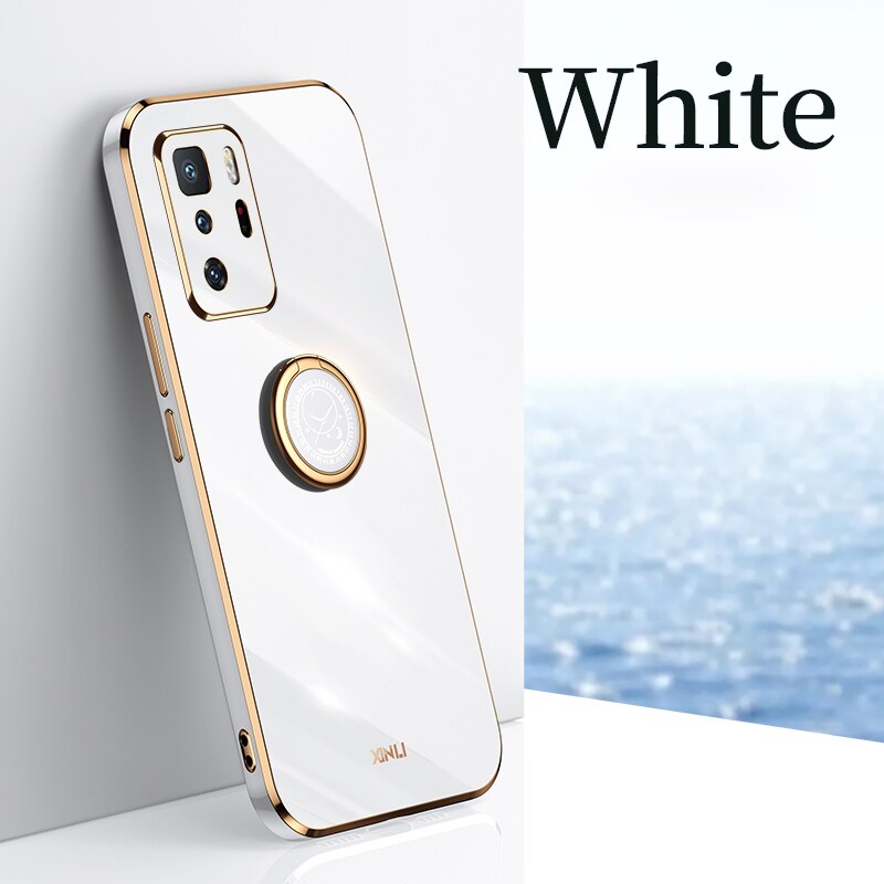 Luxury Plating Square Gold Frame Phone Case On For Xiaomi Mi Poco X3 Gt 5g X3gt Pocox3 electroplate Soft Silicone Back Cover