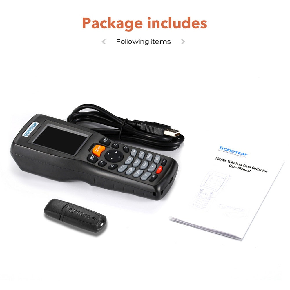 Trohestar Wireless Barcode Scanner 1D 2D Bar Code Reader Inventory Counter Data Collector PDA QR Scanners leitor codigo barras