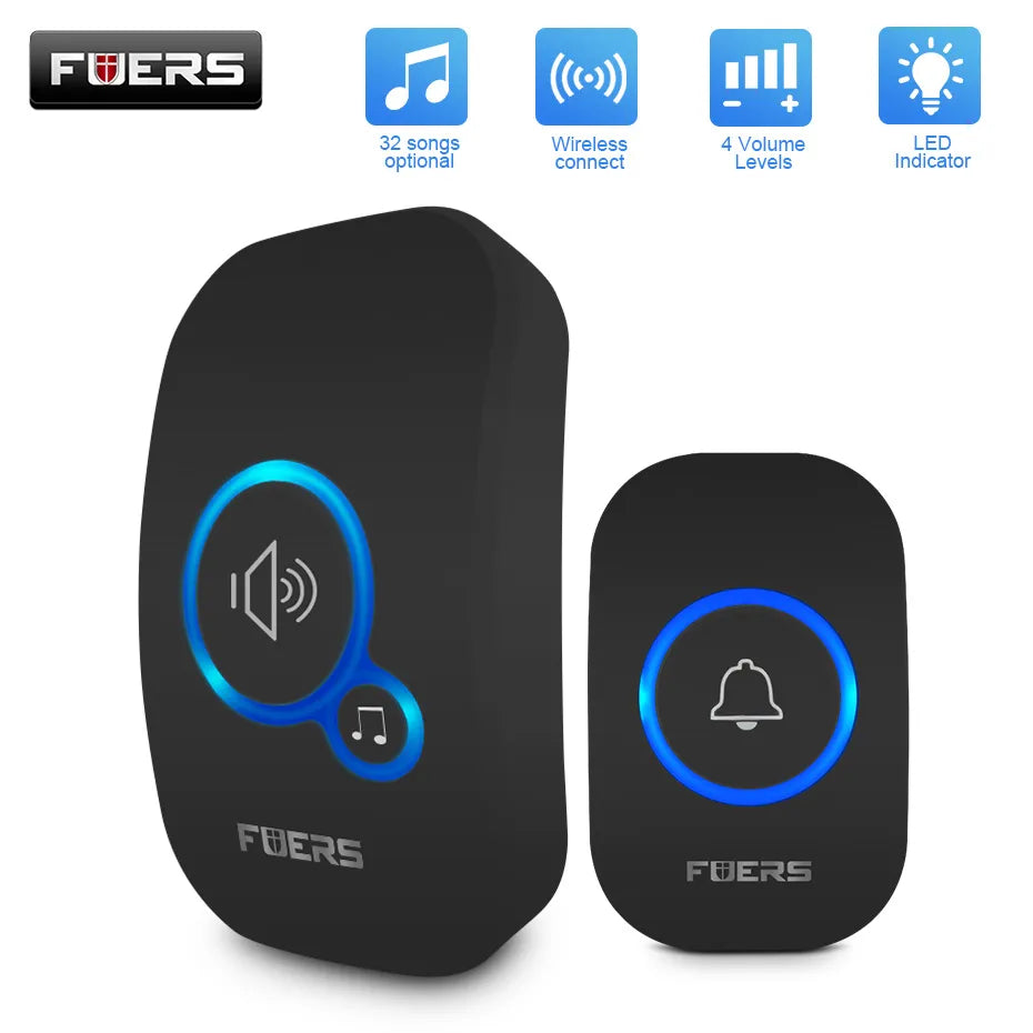 Fuers M557 Wireless Doorbell 433Mhz Home Welcome Smart Doorbell 150M Long Wireless Distance 32 Songs Home Welcome Door Chimes