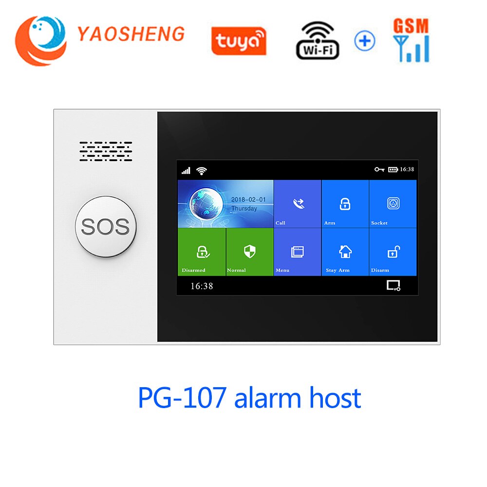 Wireless WIFI GSM Home Burglar Security Alarm System SMS Tuya Smart Life APP Control With 4.3Inch Touch Screen Alarm Kits