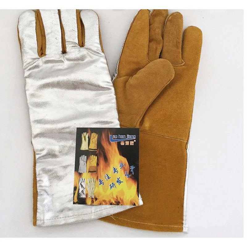 New 2020 Cowhide Aluminum Foil Work Gloves Tig Mig Welding Of Fire Insulation To High Temperature Protection Glove