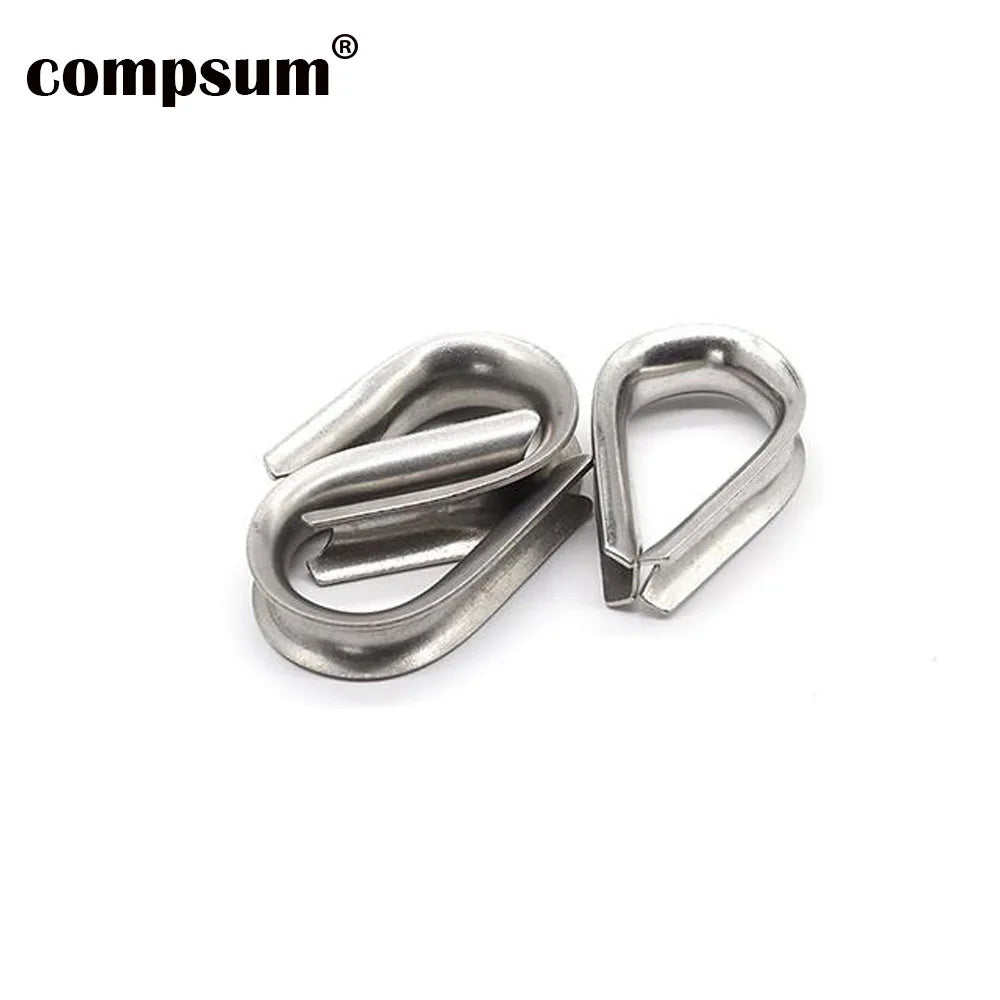 304 Stainless Steel Thimbles Silver Ring Clamp Winch Wire Loop