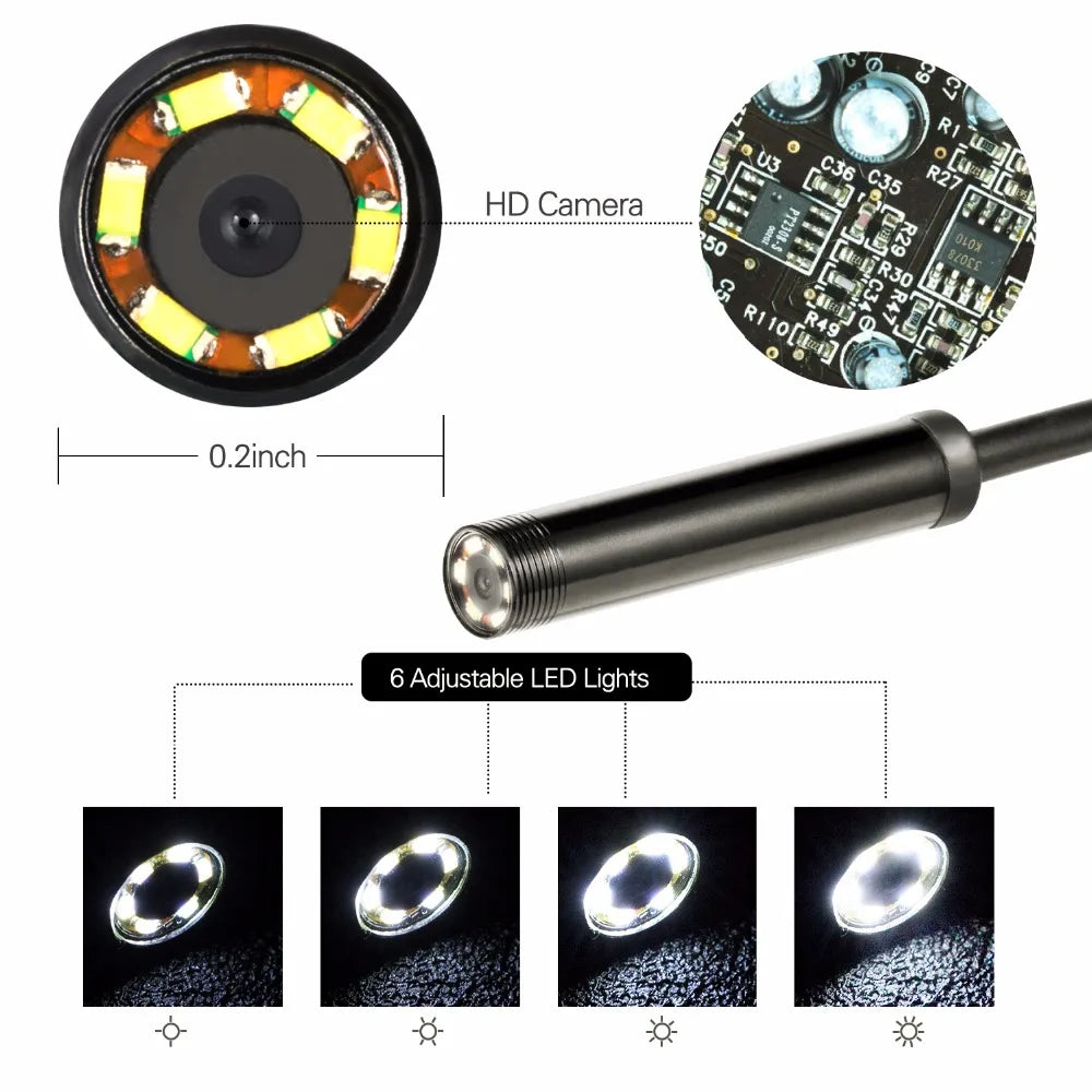 KLW 5.5mm Lens Waterproof Android Endoscope Camera 1m 2m 3.5m 5m 10m Hard Soft Flexible Wire USB Surveillance Endoscope Camera